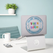 Logo de votre entreprise et Sticker de texte rond (Ordinateur portable sur le bureau)