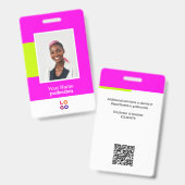 Logo d'employé moderne, Photo, Code QR, Badge nomi (Avant & arrière)