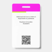Logo d'employé moderne, Photo, Code QR, Badge nomi (Arrière)