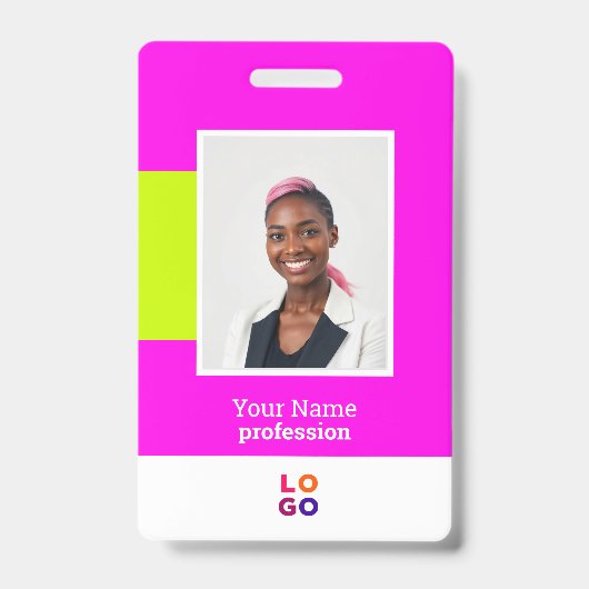 Logo d'employé moderne, Photo, Code QR, Badge nomi (Avant)