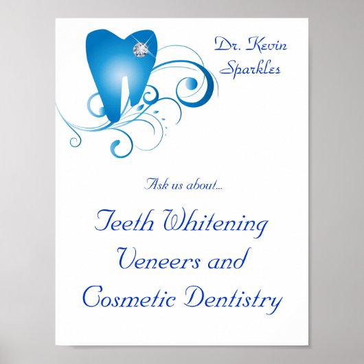 Logo Dentiste Poster Dent Blue Swirls Diamond (Devant)