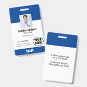 Logo d'entreprise bleu personnalisé - Badge d'ID p (Front & Back)
