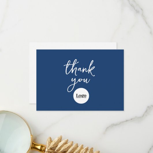 Logo d'entreprise Carte de remerciements bleu océa (Devant/Arrière en situation)
