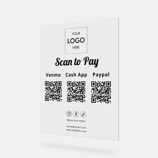 Logo d'entreprise de code QR de paiement sans cont (Angle)