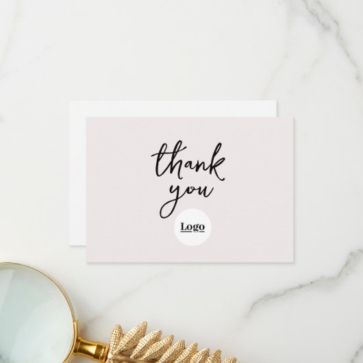 Logo d'entreprise Ecru Carte de remerciements (Devant/Arrière en situation)
