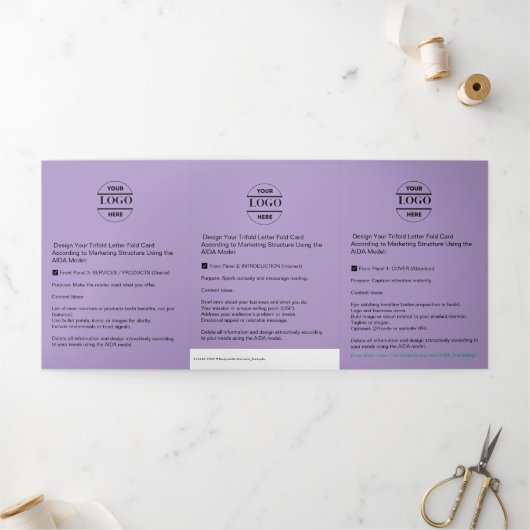 Logo d'entreprise et texte Brochure moderne triplé (Extérieur)