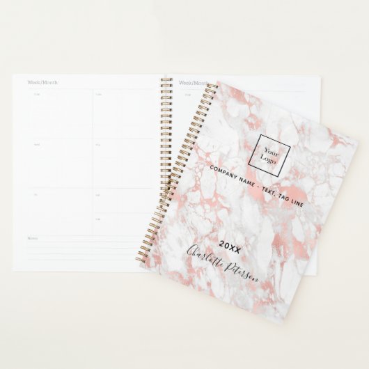 Logo d'entreprise marbre rose or monogramme 2023 (Devant avec enveloppe)