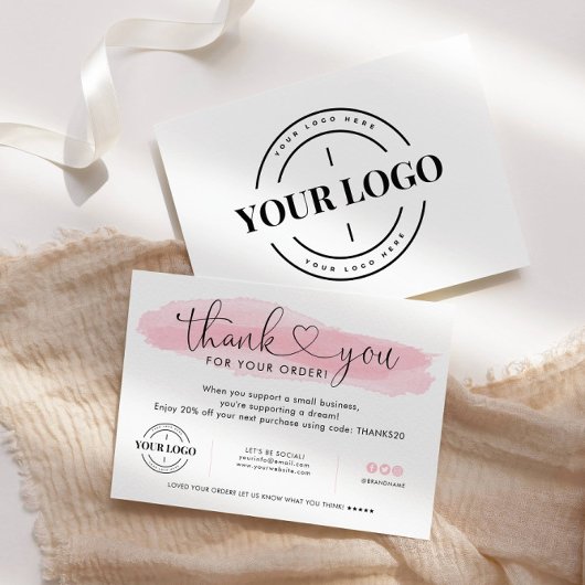 Logo d'entreprise Merci rose vif Coeur de script