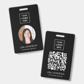 Logo d'entreprise moderne Code QR Noir Badge d'éta (Recto et verso)