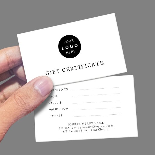 Logo d'entreprise moderne élégant certificat cadea