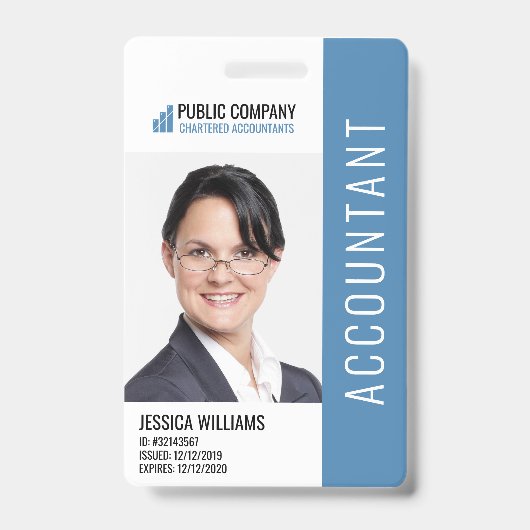 Logo d'entreprise moderne Photo d'employé Badge d' (Front)