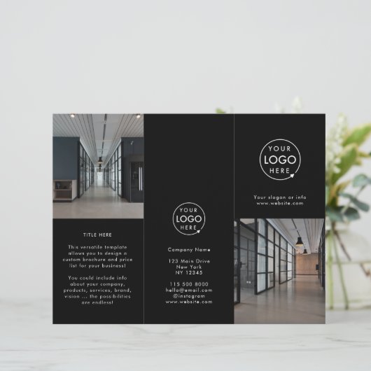 Logo d'entreprise moderne Photo noire Brochure Tri (Debout devant)