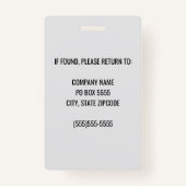 Logo d'entreprise noir - Badge photo de l'employé (Dos)