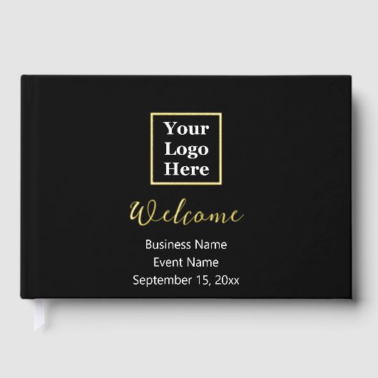 Logo d'entreprise Noir blanc et or Script Bienvenu (Recto)