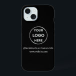 Logo d'entreprise noir personnalisé<br><div class="desc">Faites la promotion de votre marque avec ce Coque iphone personnalisable. Ce design comprend votre propre logo et des informations sur les médias sociaux, ainsi qu'un espace pour une adresse de page d'accueil personnalisée. Parfait pour les cadeaux, les salons professionnels et autres événements promotionnels. Besoin d'aide pour la personnalisation ?...</div>