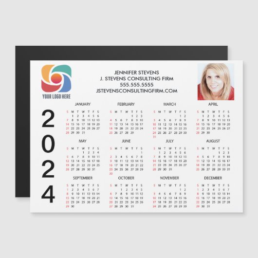Logo d'entreprise personnalisé Magnet Calendrier d (Devant / Derrière)