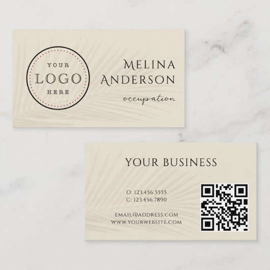 Logo d'entreprise QR Code Carte de visite de palme (Devant / Derrière)