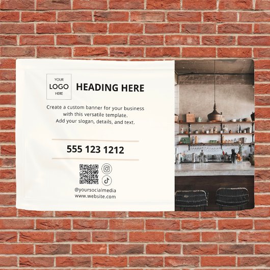 Logo d'entreprise QR Code Photo Bannière Beige