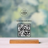 Logo d'entreprise QR Code Scan for Menu Acrylique  (Neutre)