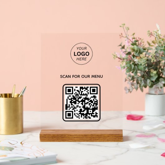 Logo d'entreprise QR Code Scan for Menu Acrylique  (Mariage)