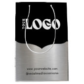 Logo d'entreprise Sac cadeau en papier argenté en  (Devant)