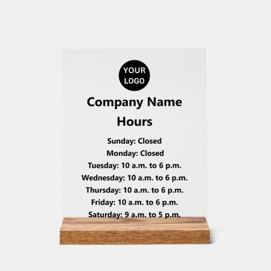 Logo d'entreprise Texte noir Heures d'ouverture (Recto)