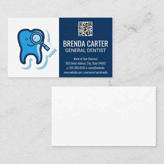 Logo des dents | Carte de visite du code d'analyse (Devant / Derrière)