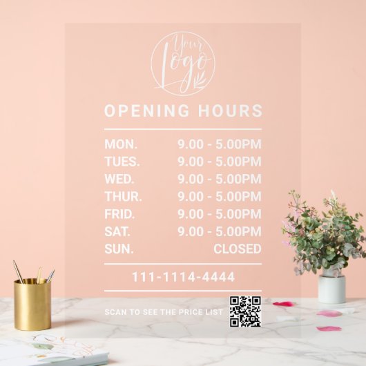 Logo des heures d'ouverture White Business et code (Mariage)