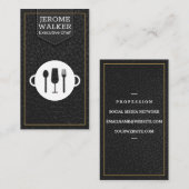 Logo des ustensiles | Carte de visite en cuir (Devant / Derrière)