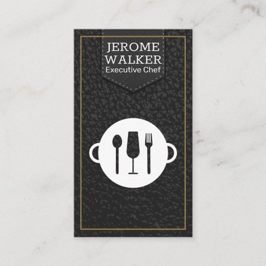 Logo des ustensiles | Carte de visite en cuir (Devant)