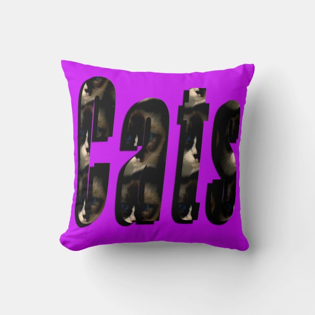 Logo Dimensionnel Chat, Coussin À Jets Magenta. (Recto)