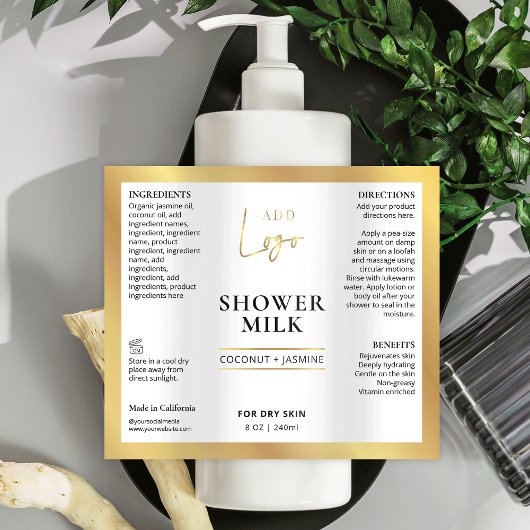 Logo d'or moderne 6 OZ 8 OZ Étiquette de bouteille