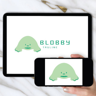 Logo Download Blob Character Brand | Cute Mascot Kaart