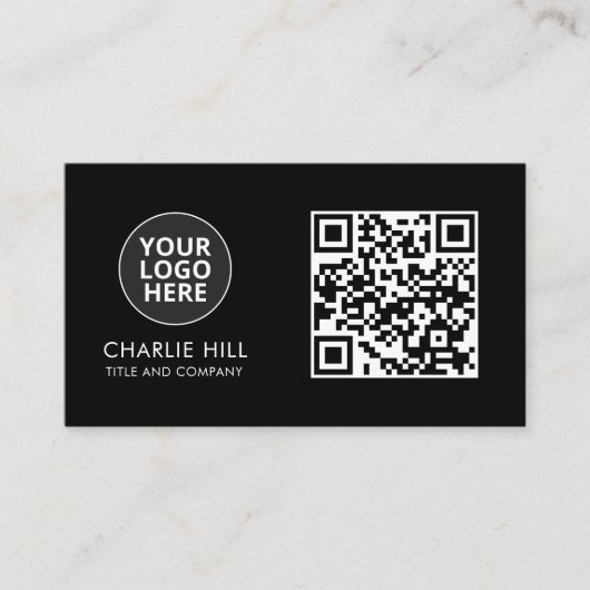 Logo du Carte de visite de code QR Noir moderne mi (Devant)
