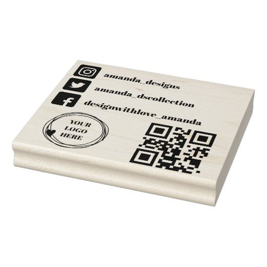 Logo du code Qr icônes des médias sociaux tampon (Tampon)