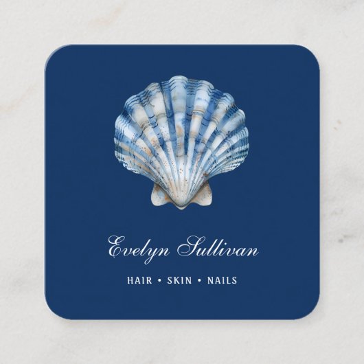 Logo du coquillage bleu blanc carte de visite (Devant)