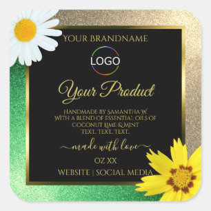 Logo du Étiquette de produit noir Floral Gold Gree