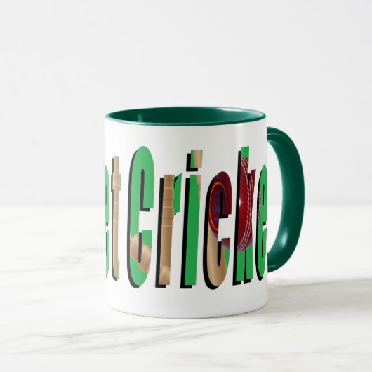 Logo Du Jeu De Cricket, Mug De Café Combo Vert. (Devant droit)