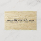 Logo du marteau | Carte de visite du grain de bois (Dos)