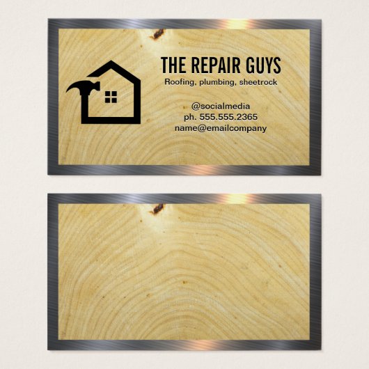 Logo du marteau | Grain de bois | Métal (Devant & derrière)