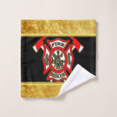 Logo du Service des incendies Feuil doré et insign (Gant de toilette)