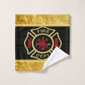 Logo du service d'incendie Or et insigne arrière o (Gant de toilette)