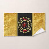Logo du service d'incendie Or et insigne arrière o (Serviette à main)