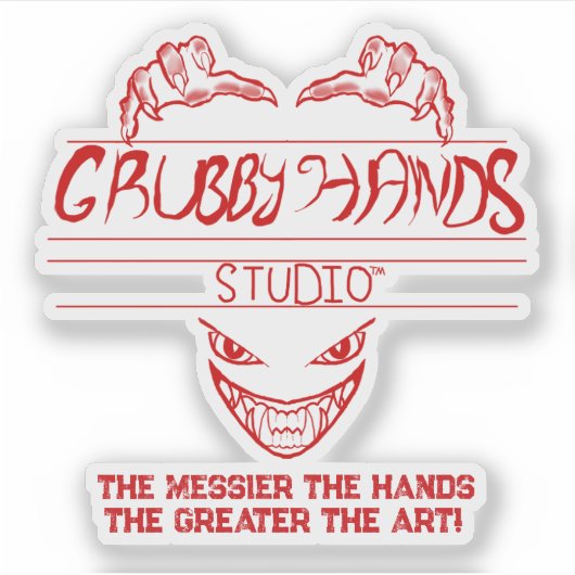 Logo du studio Grubby Hands + Sticker Motto Vinyl (Devant)