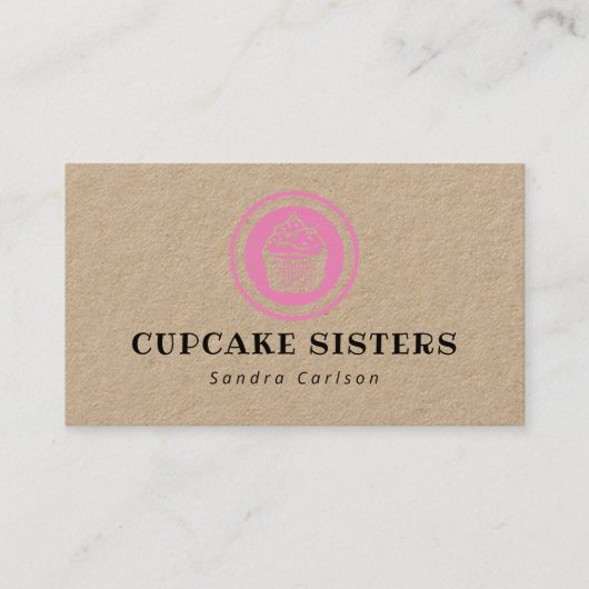 Logo du timbre Cupcake carte de visite rustique kr (Devant)