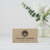 Logo du timbre Cupcake carte de visite rustique kr (Debout devant)