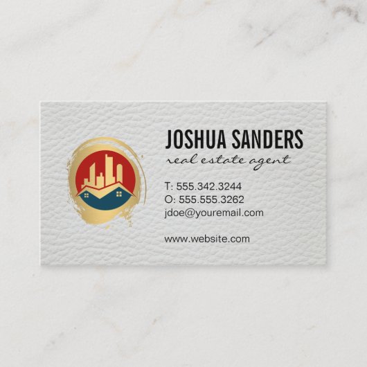 Logo Eigenschappen onroerend goed | Ledertextiel Visitekaartje (Voorkant)