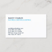 LOGO ÉLECTRICIEN CARTE DE VISITE MODERNE EN BLEU (Dos)