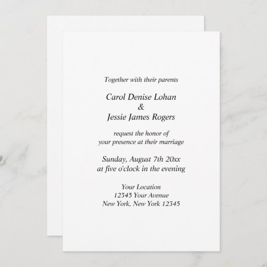 Logo élégant du mariage de script invitation perso (Devant / Derrière)