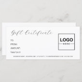 Logo Elegant Minimaal Modern Wit Cadeaubon (Voorkant / Achterkant)
